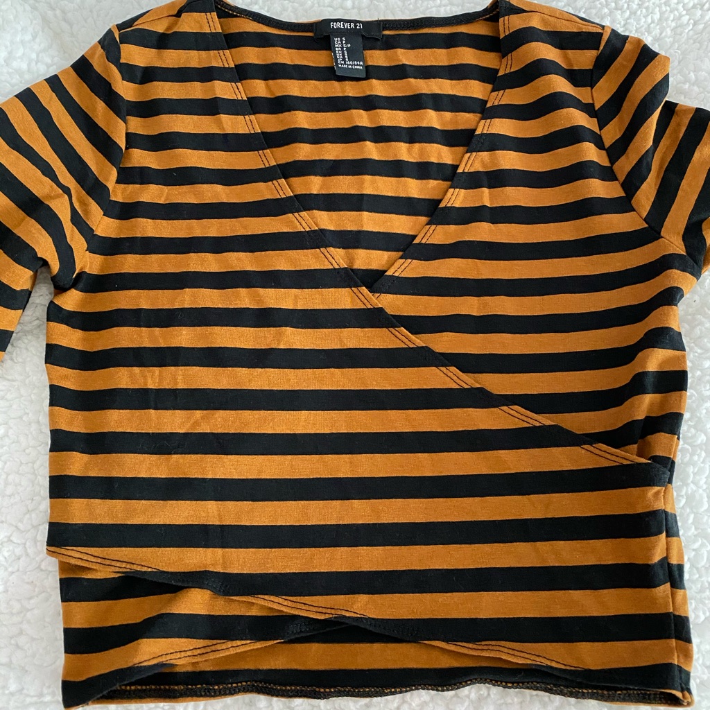Forever 21 Black And Burnt Orange Crop Top